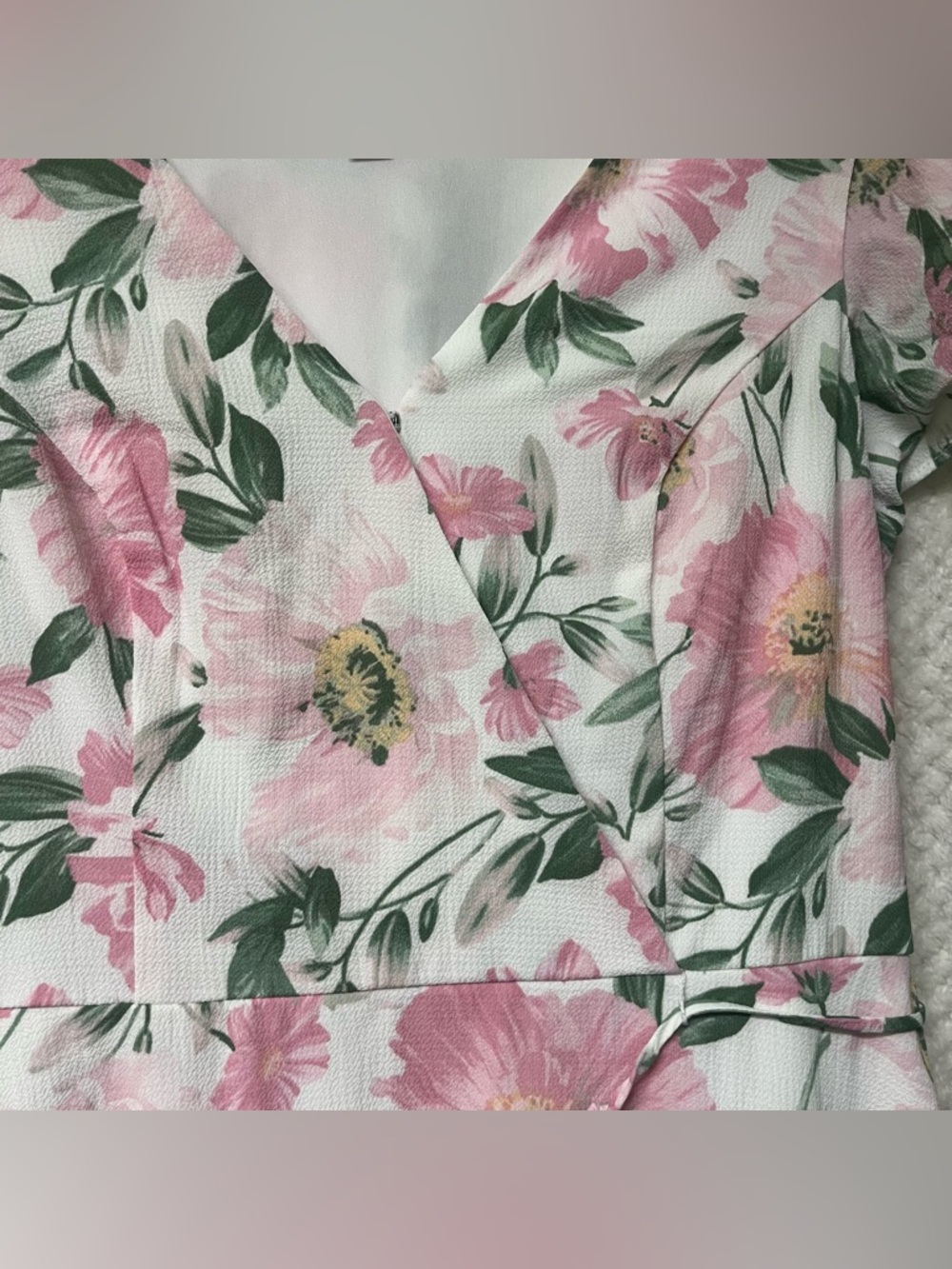 Brannan womens mini dress flutter sleeves v-neck ruffle hem floral size large - Picture 4 of 16